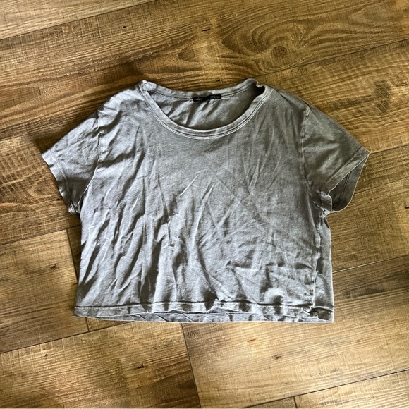 Truly Madly Deeply Gray Crop T-Shirt - Picture 1 of 5